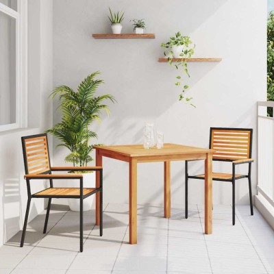 Conjunto de Comedor de Jardín 3 pcs Negro Poliratán