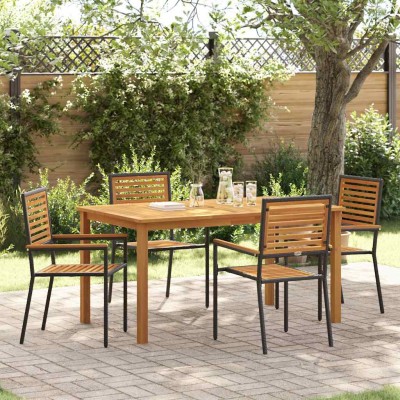 Conjunto de Comedor de Jardín 5 pcs Negro Poliratán