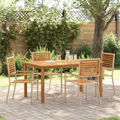 Conjunto de Comedor de Jardín 5 pcs Beige Poliratán