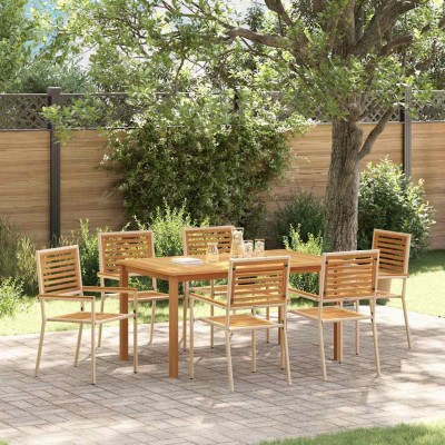 Conjunto de Comedor de Jardín 7 pcs Beige Poliratán