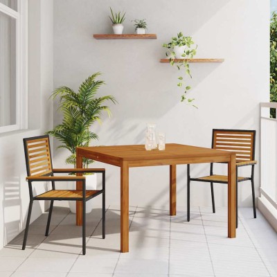 Conjunto de Comedor de Jardín 3 pcs Negro Poliratán