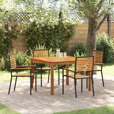 Conjunto de Comedor de Jardín 5 pcs Negro Poliratán