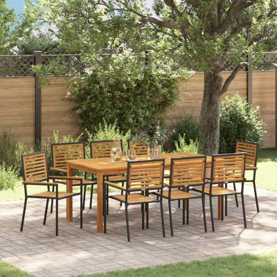 Conjunto de Comedor de Jardín 9 pcs Negro Poliratán