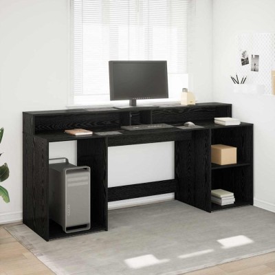 Escritorio Roble negro 200 x 55 x 91 cm Madera contrachapada