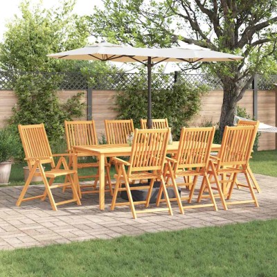 Conjunto de Comedor de Jardín 9 pcs Marrón