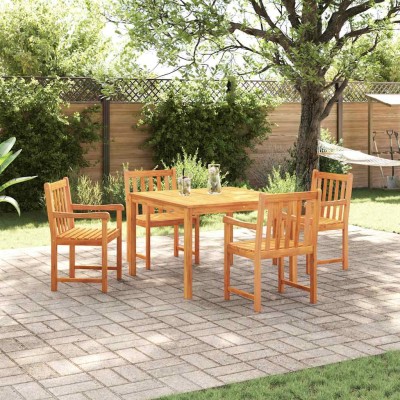 Conjunto de Comedor de Jardín Ajustable en altura 5 pcs Marrón