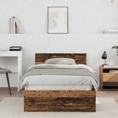 Estructura de Cama con Respaldo Madera Vieja 100 x 200 cm