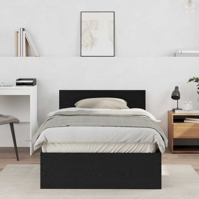 Estructura de Cama con Respaldo Roble Negro 100 x 200 cm