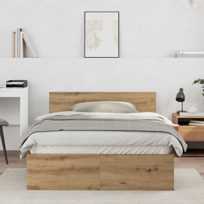 Estructura de cama con cabecera Roble artesanal 120 x 190 cm