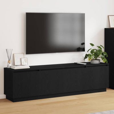 Mueble de TV con LED Roble negro 180 x 38 x 49 cm