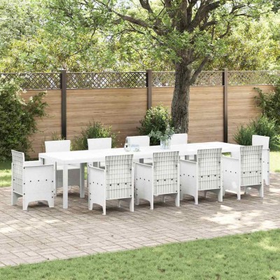 Mesa de Jardín Blanco 350 x 100 x 73 cm ratán sintético