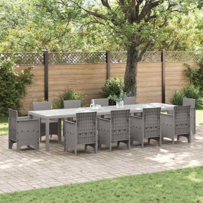 Mesa de Jardín Gris Claro 350 x 100 x 73 cm ratán sintético