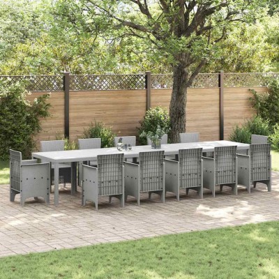 Mesa de Jardín Gris claro 400 x 100 x 73 cm ratán sintético