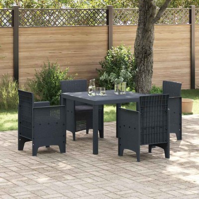 Conjunto de Comedor de Jardín 5 pcs Antracita Ratan Polt