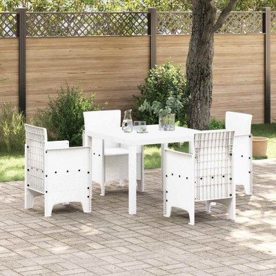 Conjunto de Comedor de Jardín 5 pcs Blanco Ratan Polt
