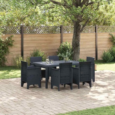 Conjunto de Comedor de Jardín 7 pcs Antracita Ratan Polt