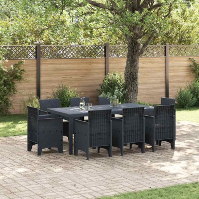 Conjunto de Comedor de Jardín 9 pcs Antracita Ratan Polt