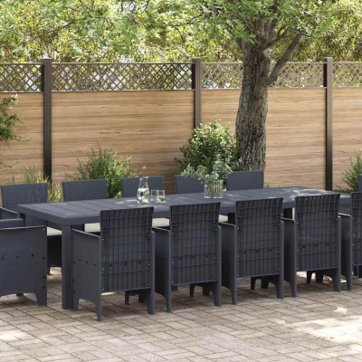 Conjunto de Comedor de Jardín 13 pcs Antracita Polyrattán