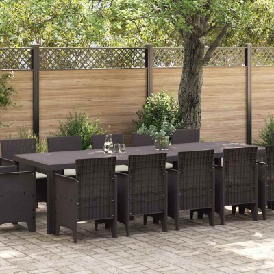 Conjunto de Comedor de Jardín con cojín 13 pcs Marrón Ratán