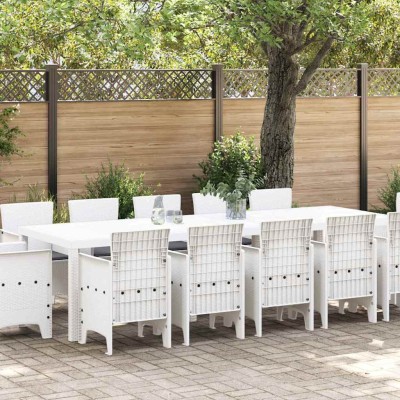 Conjunto de Comedor de Jardín con cojín 13 pcs Blanco