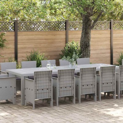 Conjunto de Comedor de Jardín con cojín Gris claro y Antracita