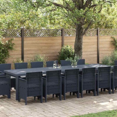 Conjunto de Comedor de Jardín 15 pcs Antracita Ratan Polt