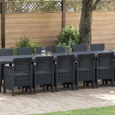 Conjunto de Comedor de Jardín 17 pcs Antracita Ratan Polt
