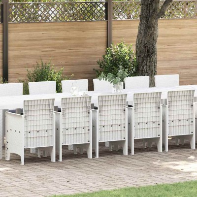 Conjunto de Comedor de Jardín 17 pcs Blanco Ratan Polt