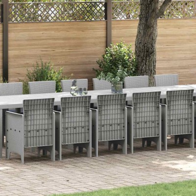 Conjunto de Comedor de Jardín 17 pcs Gris Claro Ratan Polt