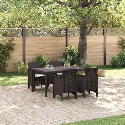 Conjunto de Comedor de Jardín 5 pcs Marrón Ratan Polt