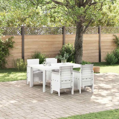 Conjunto de Comedor de Jardín 5 pcs Blanco Ratan Polt