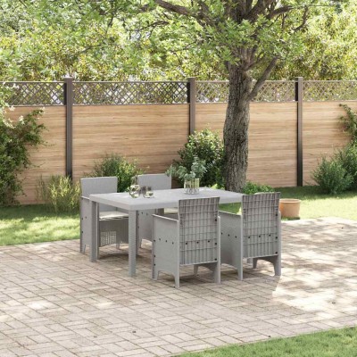 Conjunto de Comedor de Jardín 5 pcs Gris Claro Ratan Polt