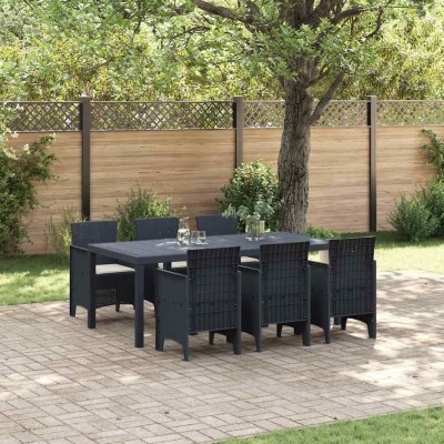 Conjunto de Comedor de Jardín 7 pcs Antracita Ratan Polt