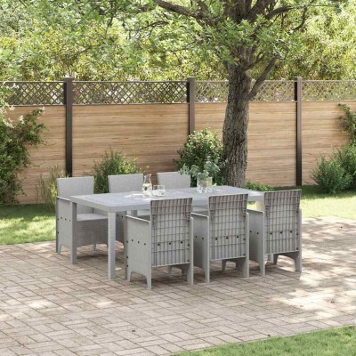 Conjunto de Comedor de Jardín 7 pcs Gris Claro Ratan Polt