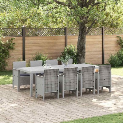 Conjunto de Comedor de Jardín 9 pcs Blanco Ratan Polt