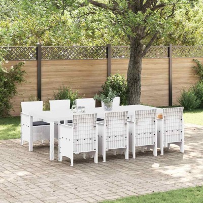 Conjunto de Comedor de Jardín 9 pcs Gris Claro Ratan Polt