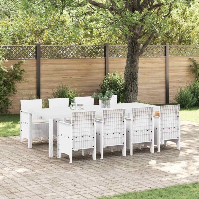 Conjunto de Comedor de Jardín 9 pcs Gris Claro Ratan Polt