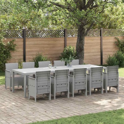 Conjunto de Comedor de Jardín 11 pcs Gris claro Poliratán