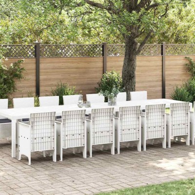 Conjunto de Comedor de Jardín 15 pcs Blanco Ratan Polt
