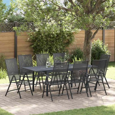 Conjunto de Comedor de Jardín 9 pcs Acero