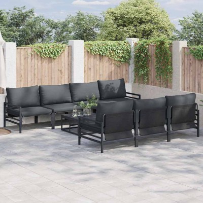 Conjunto de sofá de jardín 8 pcs Antracita Acero & Tela