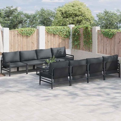 Conjunto de sofá de jardín 9 pcs Antracita Acero & tela