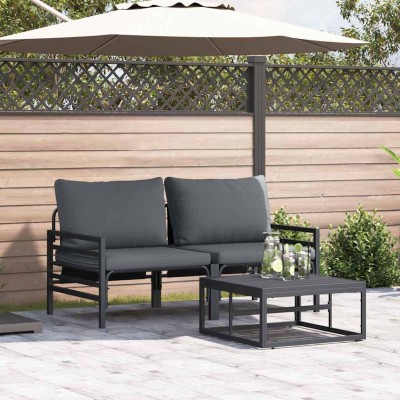 Conjunto de sofá de jardín 3 pcs Antracita Acero