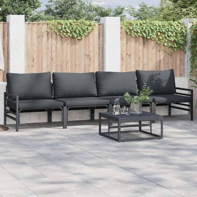 Conjunto de sofá de jardín 4 pcs Antracita Acero