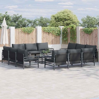 Conjunto de sofá de jardín 13 pcs Antracita Acero