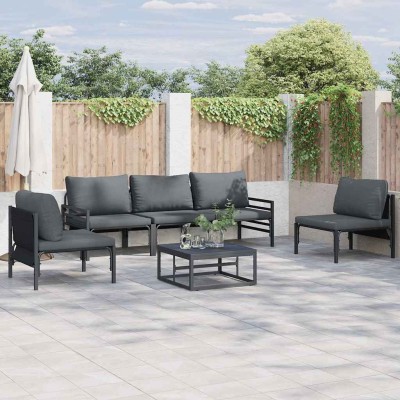 Conjunto de sofá de jardín 5 pcs Antracita Acero