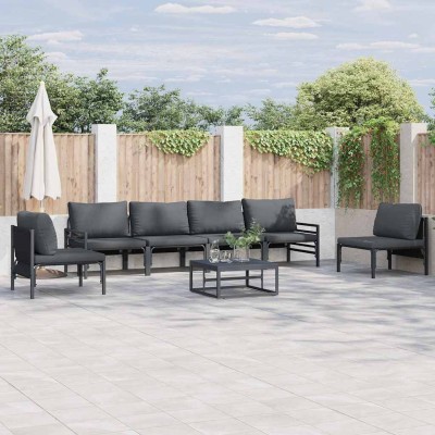 Conjunto de sofá de jardín 6 pcs Antracita Acero