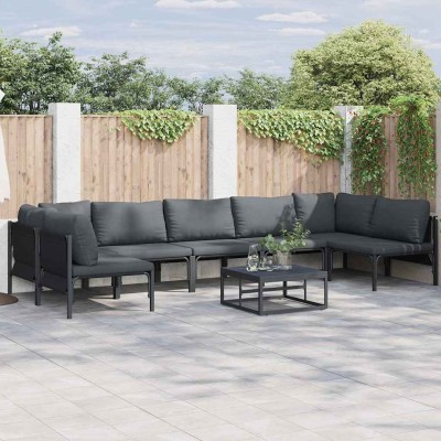 Conjunto de sofá de jardín 7 pcs Antracita Acero