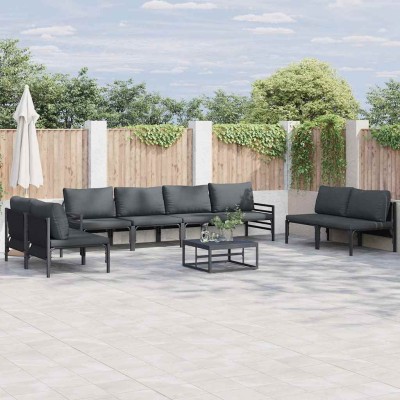 Conjunto de sofá de jardín 9 pcs Antracita Acero