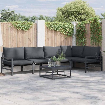 Conjunto de sofá de jardín 5 pcs Antracita Acero